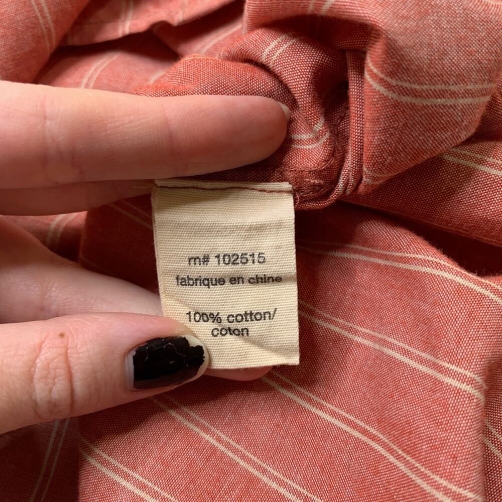 John Varvatos Shirt Mens XL Salmon Cream Cotton Striped Button Up Long Sleeve - Picture 4 of 8